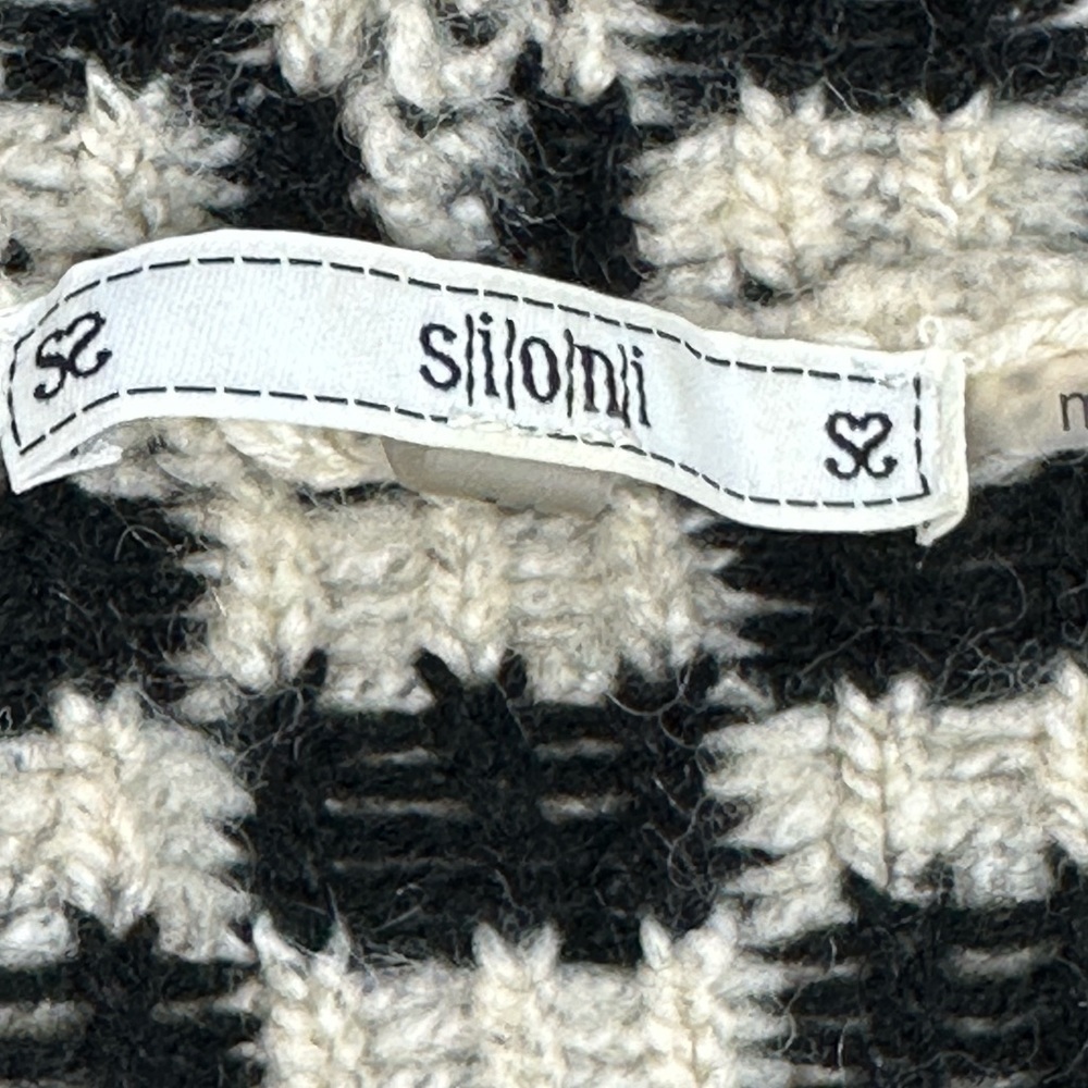 Sioni Open Front Cardigan Sweater Black White Women's Medium - Picture 5 of 6